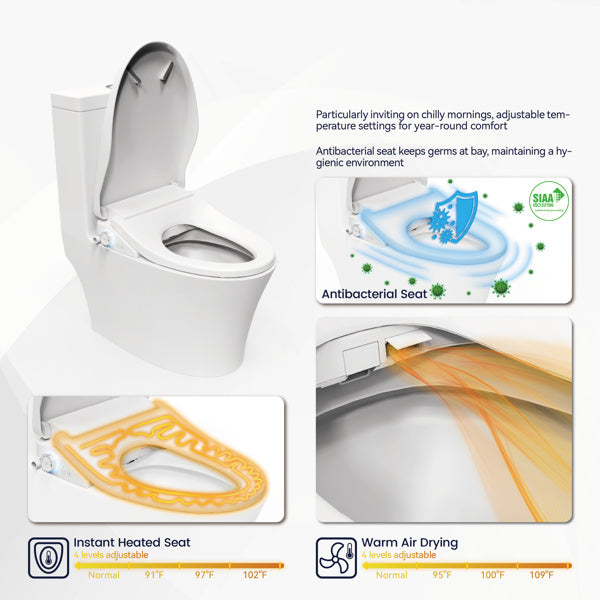 Smart Toilet With Side Knob Adjustable Heated Seat, Water Temperature And Pressure Adjustment Function, Portable Toilet With Automatic Nozzle Cleaning Function, Cannot Be Shipped On Weekends