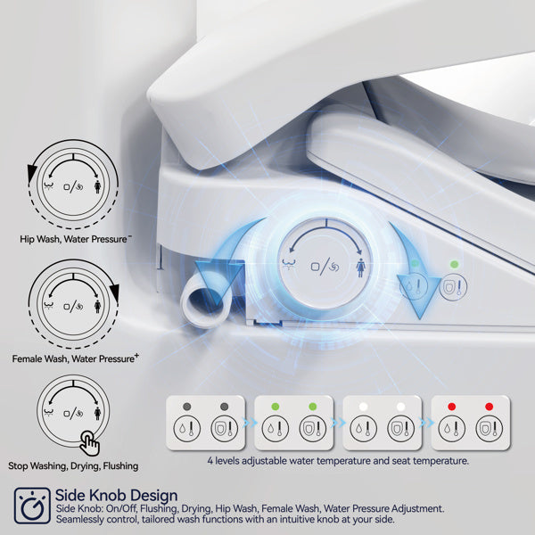 Smart Toilet With Side Knob Adjustable Heated Seat, Water Temperature And Pressure Adjustment Function, Portable Toilet With Automatic Nozzle Cleaning Function, Cannot Be Shipped On Weekends