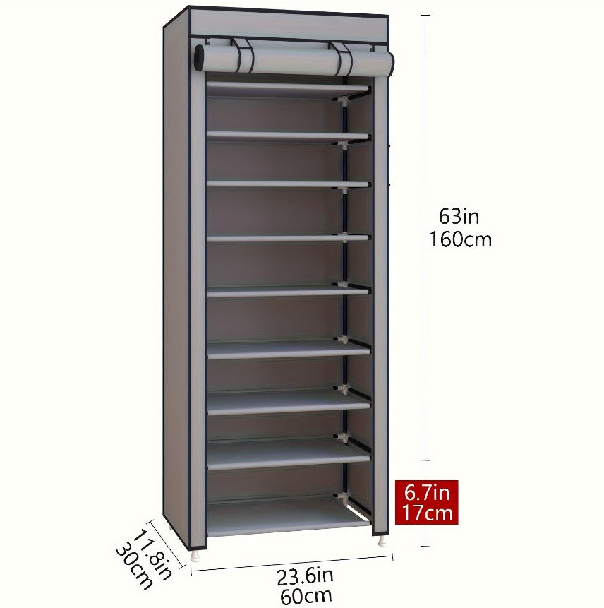 9-Tier High Capacity Shoe Rack Management, With Dust Cover, Space-Saving Entryway Shoe Rack, Easy To Assemble, Suitable For Home Use