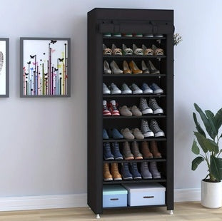 9-Tier High Capacity Shoe Rack Management, With Dust Cover, Space-Saving Entryway Shoe Rack, Easy To Assemble, Suitable For Home Use